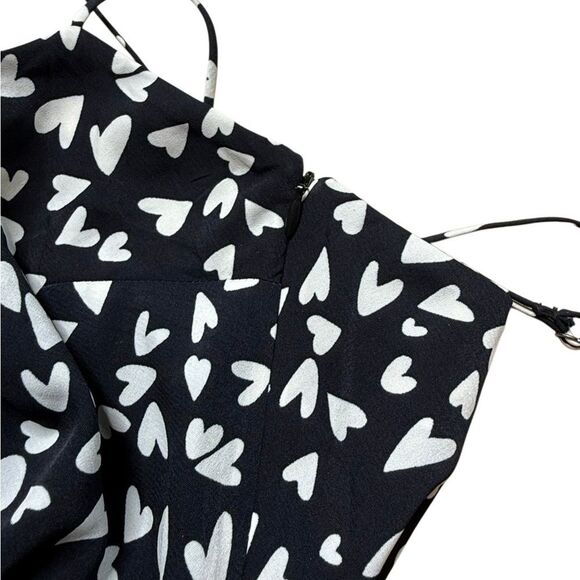 Abercrombie & Fitch Julia Heart Print Valentines Slip Mini Dress Small Black - Picture 4 of 9